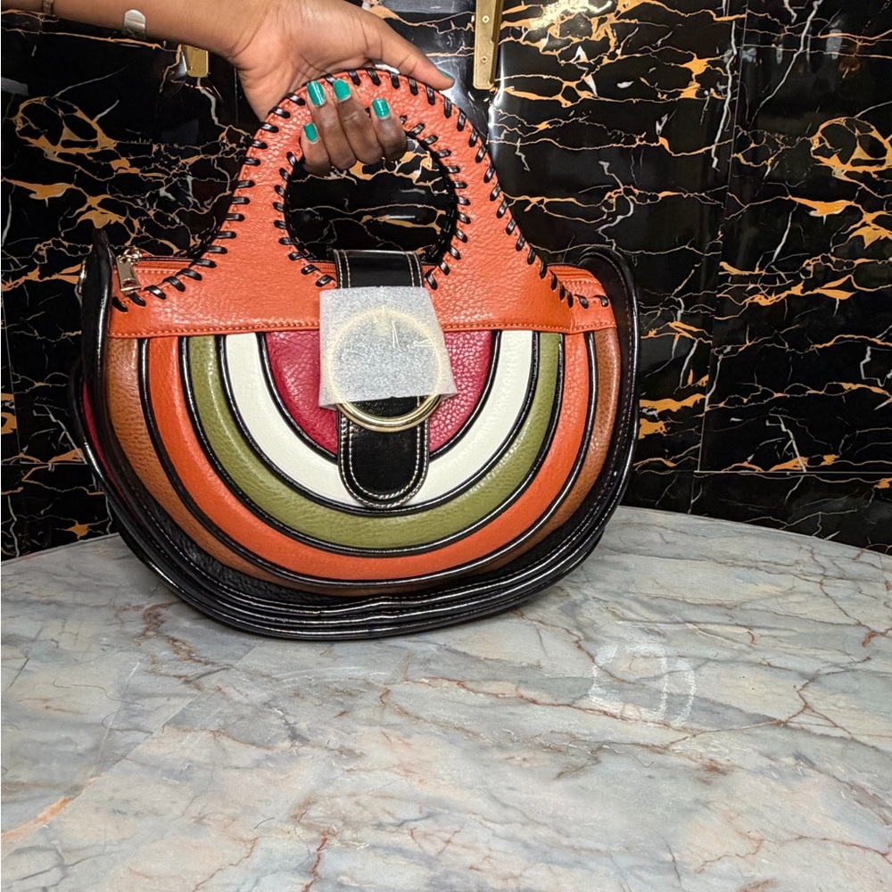 Orange and Black Women's Handbag